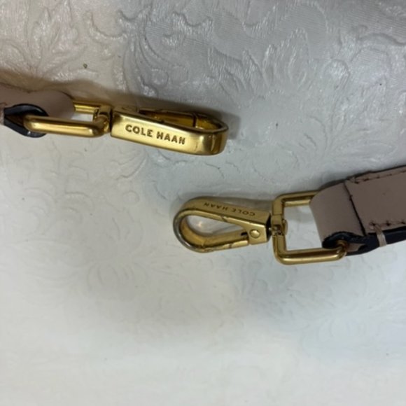 Cole Haan Replacement Bag Strap Lite Pink Leather Gold Toned Push Gate Snap Hook - Picture 5 of 12